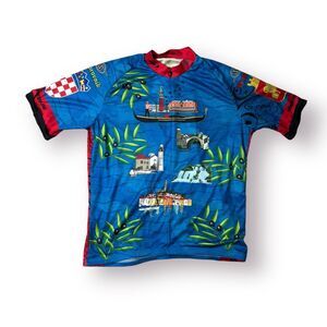Louis Garneau 1/2 Zip Cycling‎ Jersey Mens Med Santana Adriatic Odyssey Gondala
